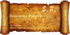 Seprenyi Patrik névjegykártya